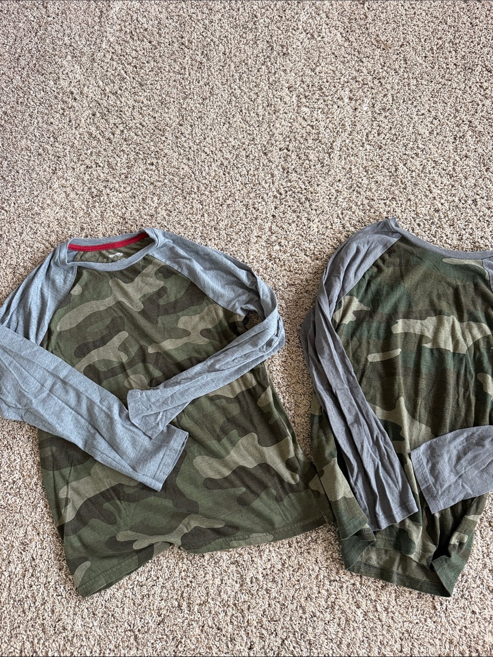 Sonoma Boys' Green Camo Long Sleeve Raglan Top with Gray Sleeves